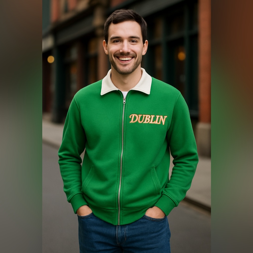Blue Marlin Dublin Ireland Green Full Zip Sweatshirt Hoodie XL Irish Heritage E